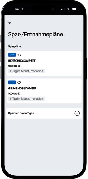 Darstellung aller Spar-/Entnahmepläne
