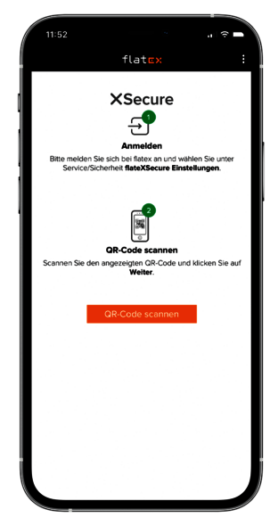 Scannen des QR-Codes Scannen des QR-Codes